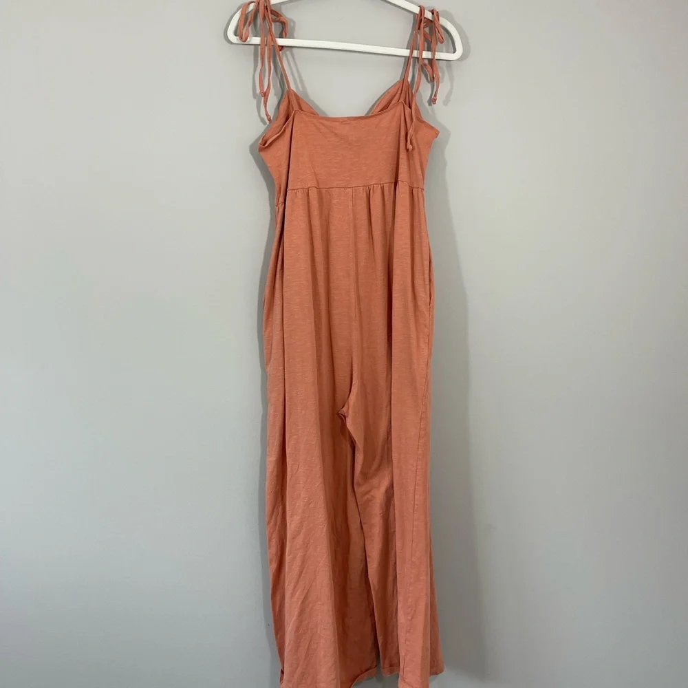 ASOS Apricot Peach Tie Front Swing Wide Leg Jumpsuit - Picture 10 of 13